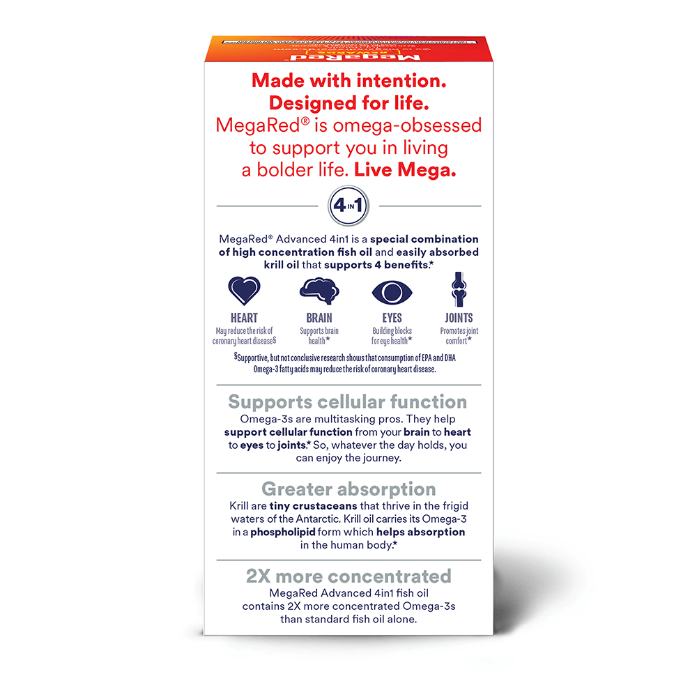 MegaRed Advanced 4in1 Concentrated Omega-3 Fish & Krill Oil 900mg 60CT