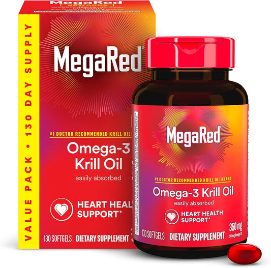 MegaRed 350mg Superior Omega-3 Krill Oil Softgels 130CT
